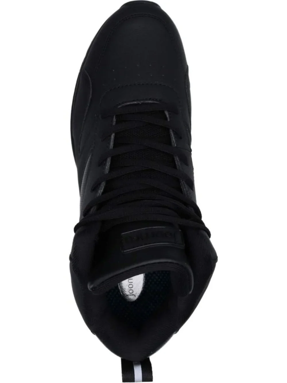 Joomra Men's All Black Rubber Leather High Top Athletic Inspired Lace Up Sneaker